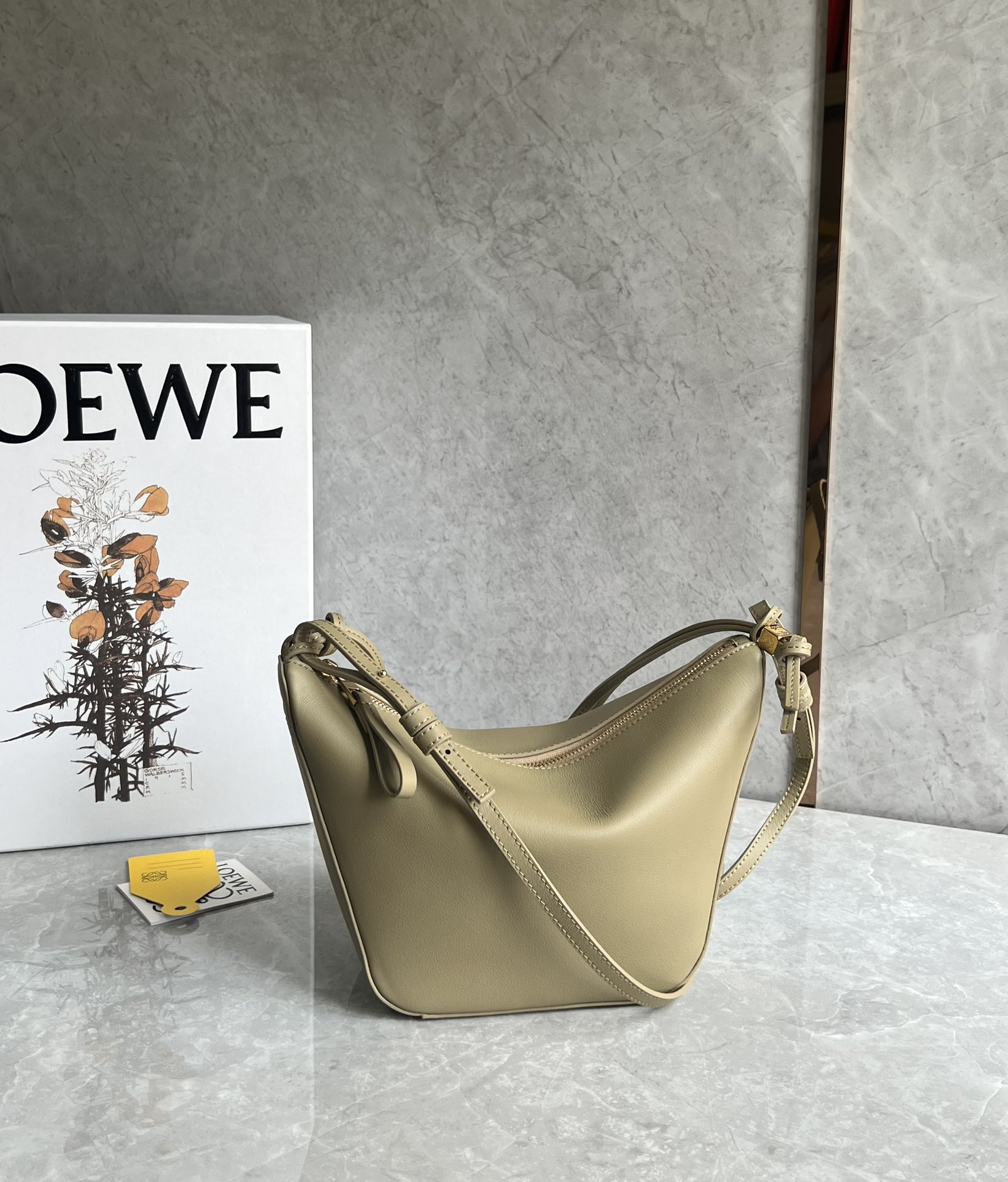 Loewe Mini Hammock Hobo Bag in Classic Calfskin Clay Green